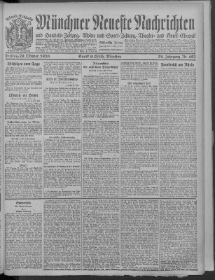 Münchner neueste Nachrichten Freitag 29. Oktober 1920