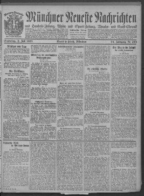 Münchner neueste Nachrichten Samstag 2. Juli 1921