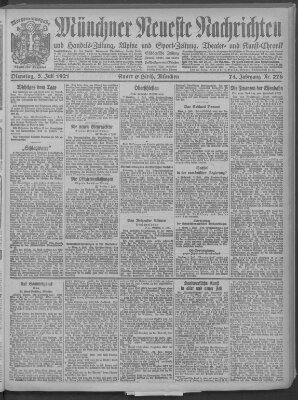 Münchner neueste Nachrichten Dienstag 5. Juli 1921