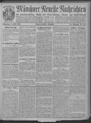 Münchner neueste Nachrichten Dienstag 5. Juli 1921