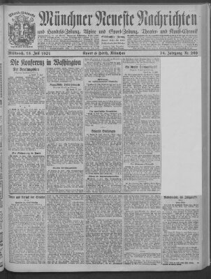 Münchner neueste Nachrichten Mittwoch 13. Juli 1921