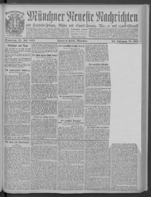 Münchner neueste Nachrichten Samstag 16. Juli 1921