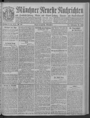 Münchner neueste Nachrichten Sonntag 17. Juli 1921