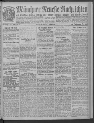 Münchner neueste Nachrichten Freitag 22. Juli 1921