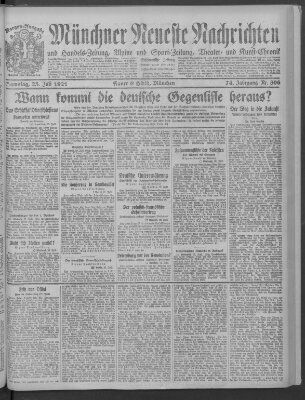 Münchner neueste Nachrichten Samstag 23. Juli 1921