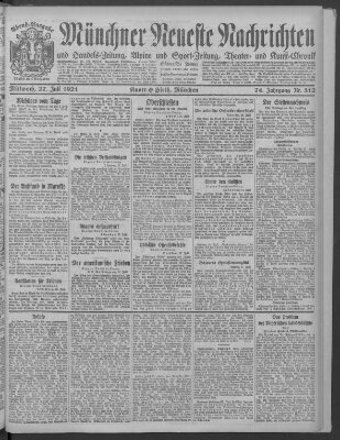 Münchner neueste Nachrichten Mittwoch 27. Juli 1921