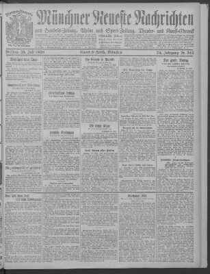 Münchner neueste Nachrichten Freitag 29. Juli 1921