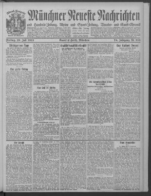 Münchner neueste Nachrichten Freitag 29. Juli 1921