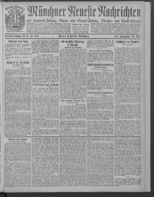 Münchner neueste Nachrichten Sonntag 31. Juli 1921