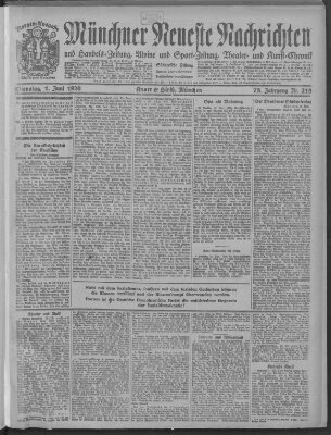 Münchner neueste Nachrichten Dienstag 1. Juni 1920