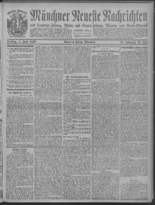 Münchner neueste Nachrichten Freitag 4. Juni 1920