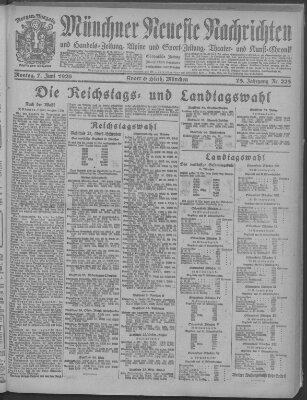 Münchner neueste Nachrichten Montag 7. Juni 1920