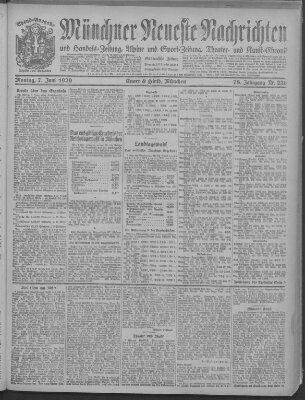 Münchner neueste Nachrichten Montag 7. Juni 1920