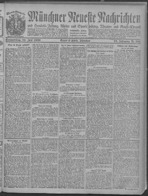 Münchner neueste Nachrichten Donnerstag 10. Juni 1920