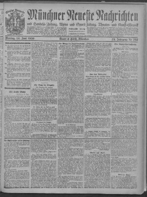 Münchner neueste Nachrichten Montag 14. Juni 1920