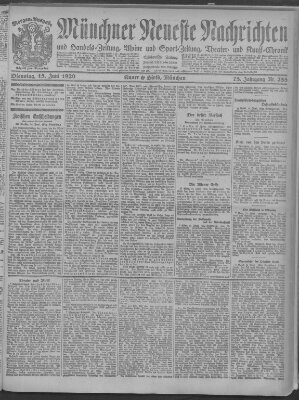 Münchner neueste Nachrichten Dienstag 15. Juni 1920