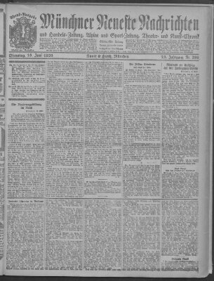 Münchner neueste Nachrichten Dienstag 15. Juni 1920