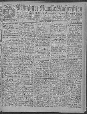 Münchner neueste Nachrichten Donnerstag 17. Juni 1920