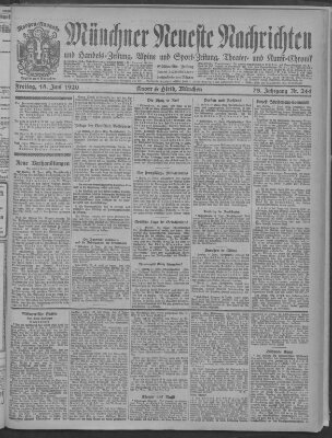 Münchner neueste Nachrichten Freitag 18. Juni 1920