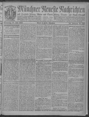 Münchner neueste Nachrichten Samstag 19. Juni 1920