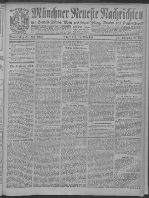 Münchner neueste Nachrichten Donnerstag 24. Juni 1920