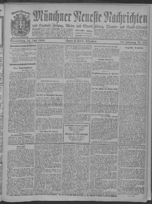 Münchner neueste Nachrichten Donnerstag 24. Juni 1920