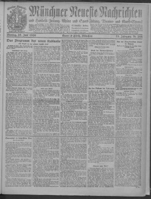 Münchner neueste Nachrichten Montag 28. Juni 1920