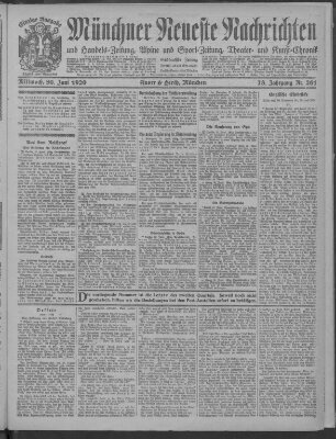 Münchner neueste Nachrichten Mittwoch 30. Juni 1920