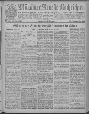 Münchner neueste Nachrichten Montag 12. Juli 1920