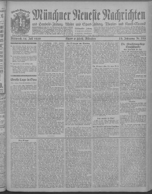 Münchner neueste Nachrichten Mittwoch 14. Juli 1920