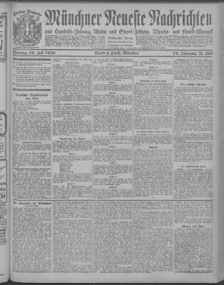 Münchner neueste Nachrichten Montag 19. Juli 1920