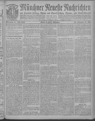 Münchner neueste Nachrichten Mittwoch 21. Juli 1920