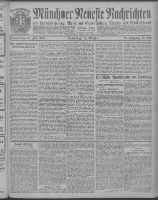 Münchner neueste Nachrichten Donnerstag 22. Juli 1920