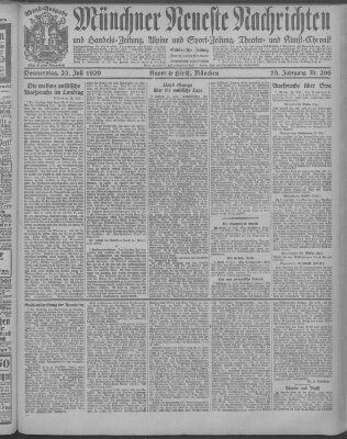 Münchner neueste Nachrichten Donnerstag 22. Juli 1920