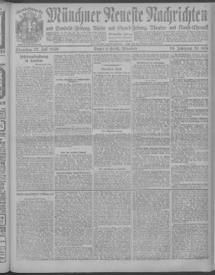 Münchner neueste Nachrichten Dienstag 27. Juli 1920