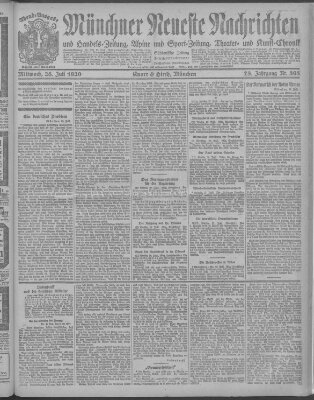 Münchner neueste Nachrichten Mittwoch 28. Juli 1920