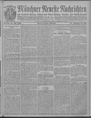 Münchner neueste Nachrichten Freitag 30. Juli 1920