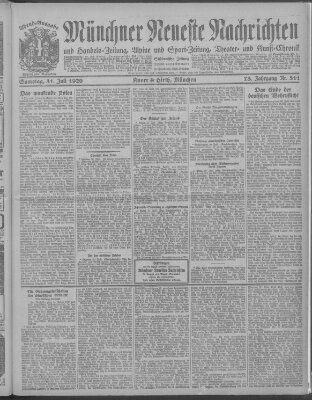 Münchner neueste Nachrichten Samstag 31. Juli 1920