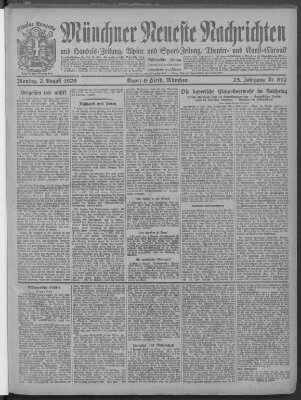 Münchner neueste Nachrichten Montag 2. August 1920