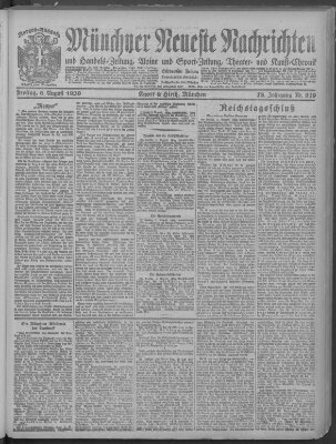 Münchner neueste Nachrichten Freitag 6. August 1920