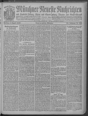 Münchner neueste Nachrichten Freitag 6. August 1920