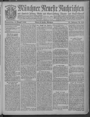 Münchner neueste Nachrichten Donnerstag 12. August 1920