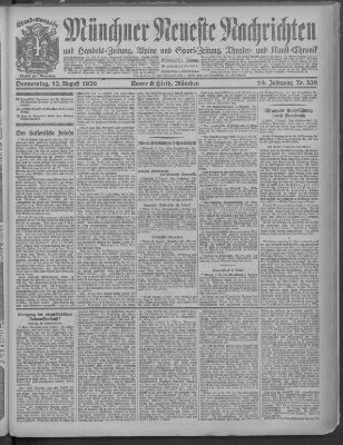 Münchner neueste Nachrichten Donnerstag 12. August 1920