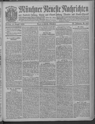 Münchner neueste Nachrichten Freitag 13. August 1920