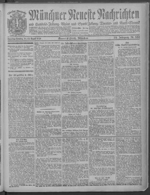 Münchner neueste Nachrichten Sonntag 15. August 1920