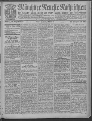 Münchner neueste Nachrichten Montag 16. August 1920