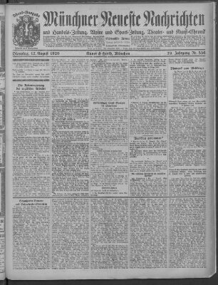 Münchner neueste Nachrichten Dienstag 17. August 1920