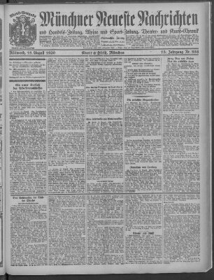 Münchner neueste Nachrichten Mittwoch 18. August 1920