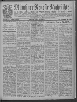 Münchner neueste Nachrichten Montag 23. August 1920