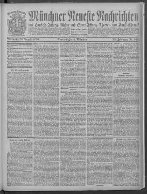 Münchner neueste Nachrichten Mittwoch 25. August 1920